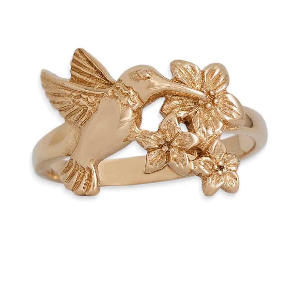 Hummingbird & Flower Ring | Sculptural | Bronze | Nina Designs